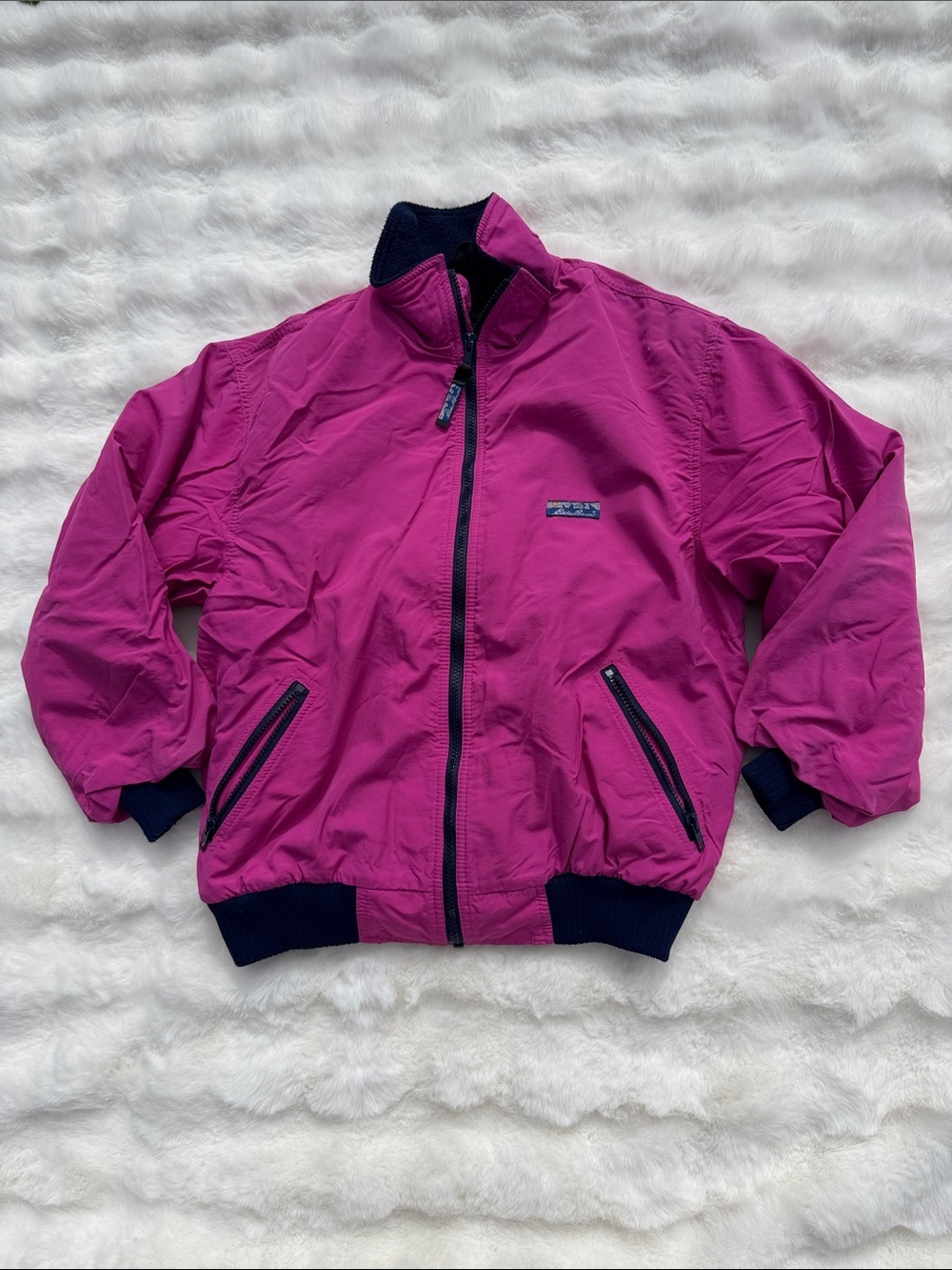 Vintage Eddie Bauer fleece lined windbreaker ski jacket - womenās medium magenta